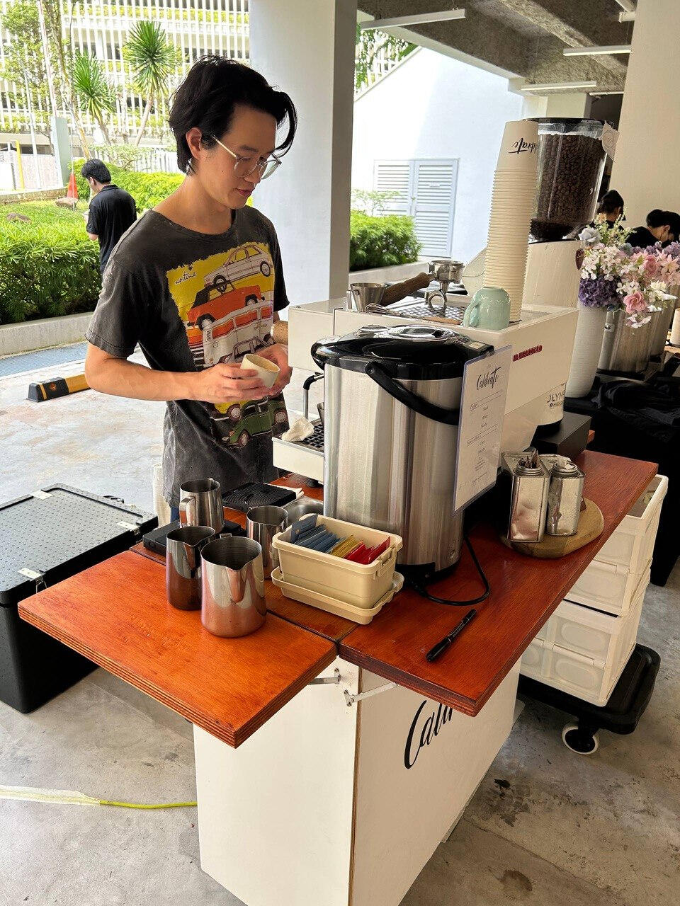 wedding-coffee-cart-singapore Mobile coffee cart at wedding event in Singapore